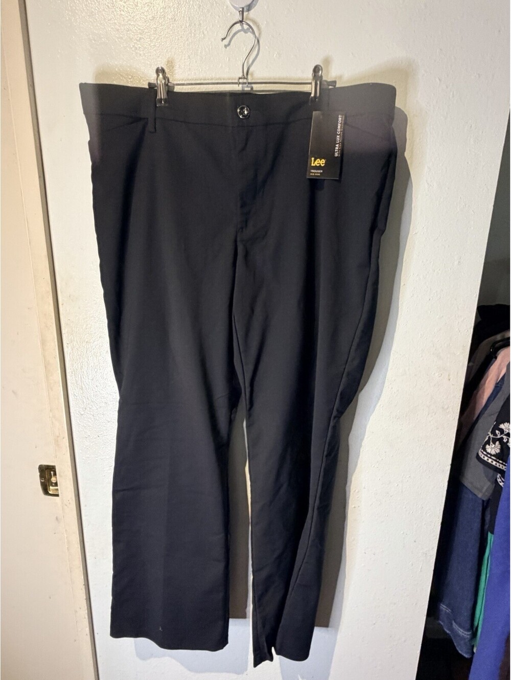 Lee Plus Ultra Lux Comfort Regular Fit Mid Rise Black Trousers Size 18 Med NWT